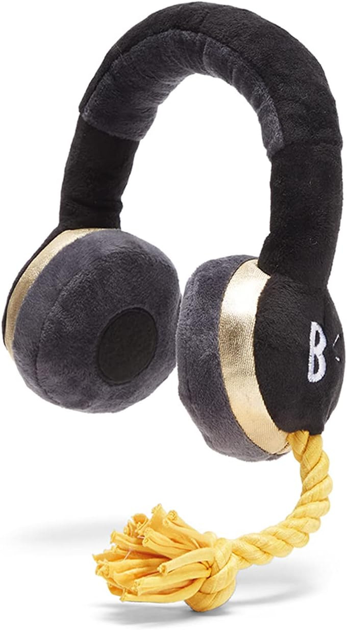Barkbox Plush in The Zone Headphones Squeaky Dog Rope Toy, Small Dog Breed - Durable Interactive ... | Amazon (US)