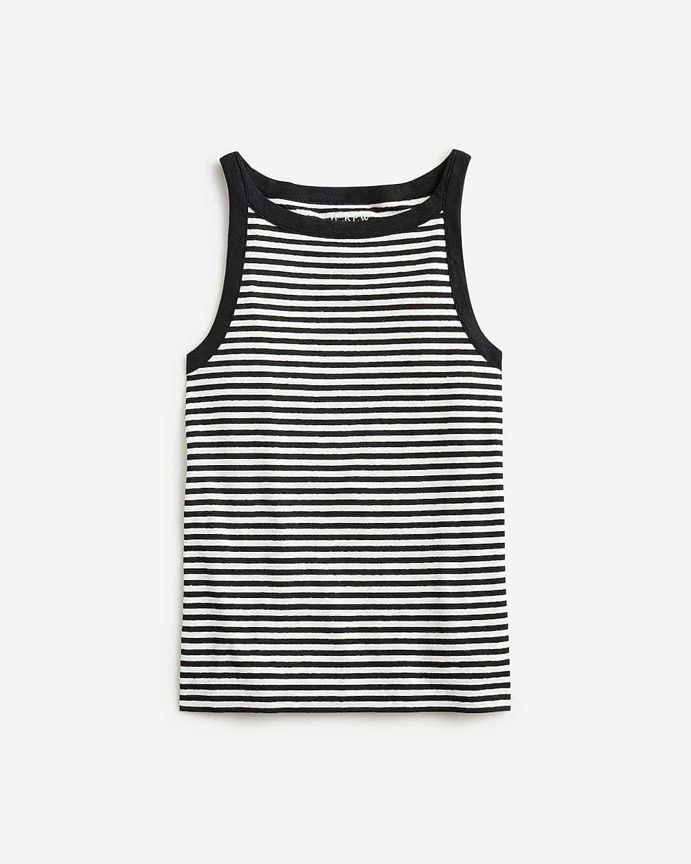 High-neck tank top in striped stretch linen blend | J. Crew US