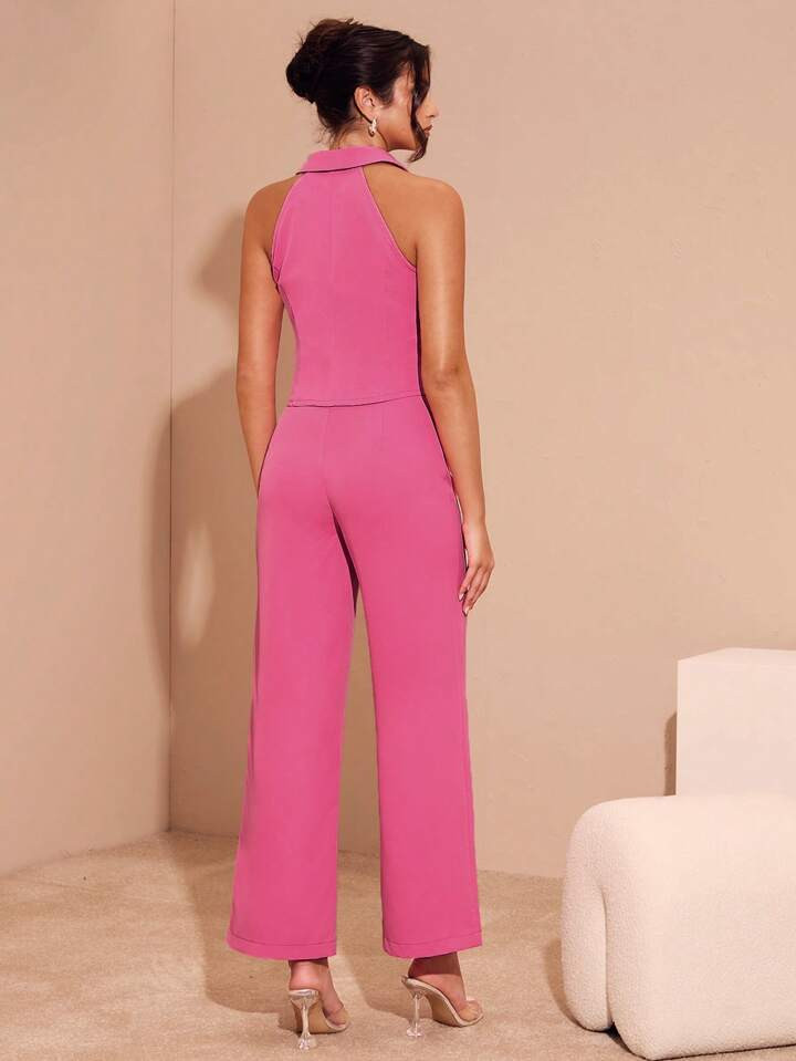 Glamine Party/Work Women Dresses Glamour Women's Rose Red Sleeveless V-Neck Top With 3D Floral De... | SHEIN