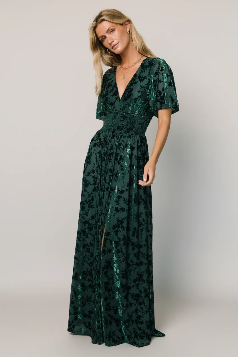 Veronica Velvet Maxi Dress | Green | Baltic Born