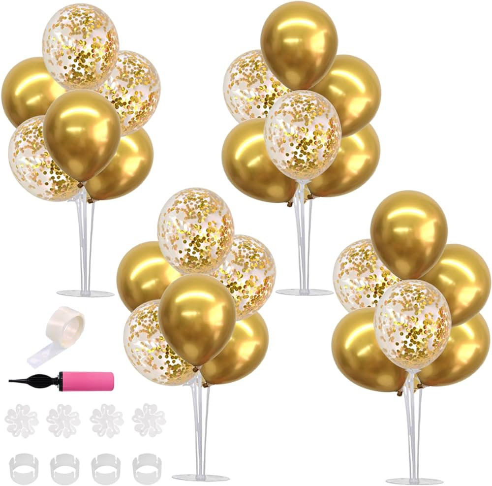 TONIFUL Gold Balloon Centerpieces for Table,Gold Balloons Stand Kit for 2024 Graduation Party Dec... | Amazon (US)