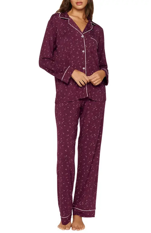 Eberjey Gisele Printed Long Pajamas in Starlight Wildberry / at Nordstrom, Size Medium | Nordstrom