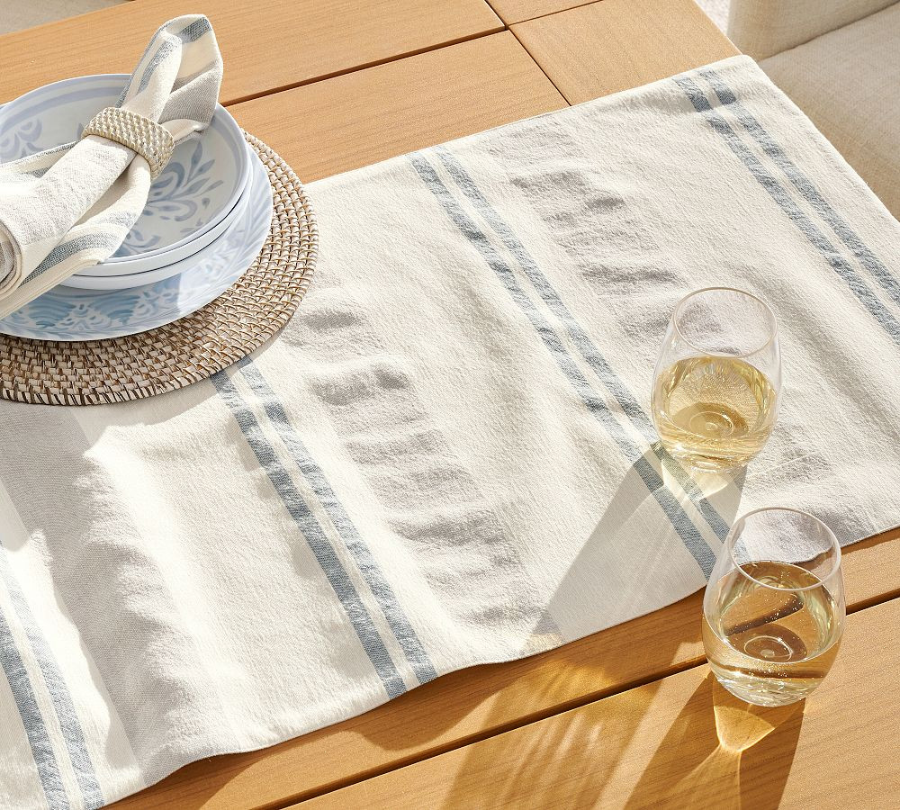 Hampton Stripe Cotton/Linen Table Runner | Pottery Barn (US)