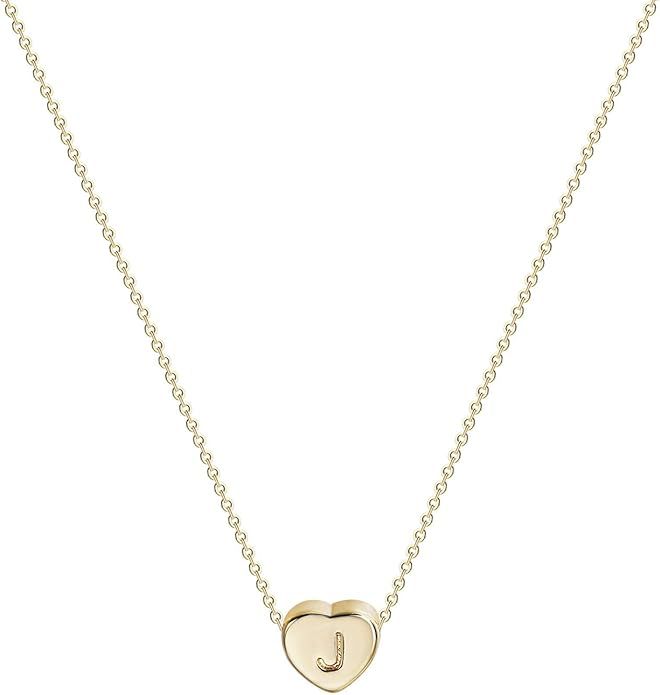 Tiny Gold Initial Heart Necklace-14K Gold Filled Handmade Dainty Personalized Letter Heart Choker... | Amazon (US)