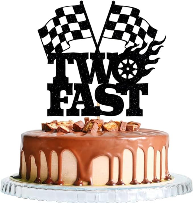 Two fast Cake Topper-2st Birthday - Topper For Photo Booth Props And Backdrop Cake-Chequered Flag... | Amazon (US)