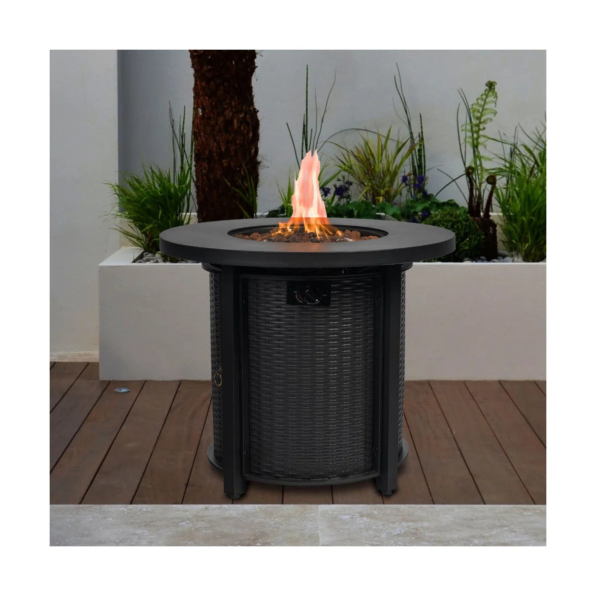 Gira 24.4" H x 29" W Round Propane Outdoor Fire Pit Table with Lid and Lava Rocks | Wayfair North America