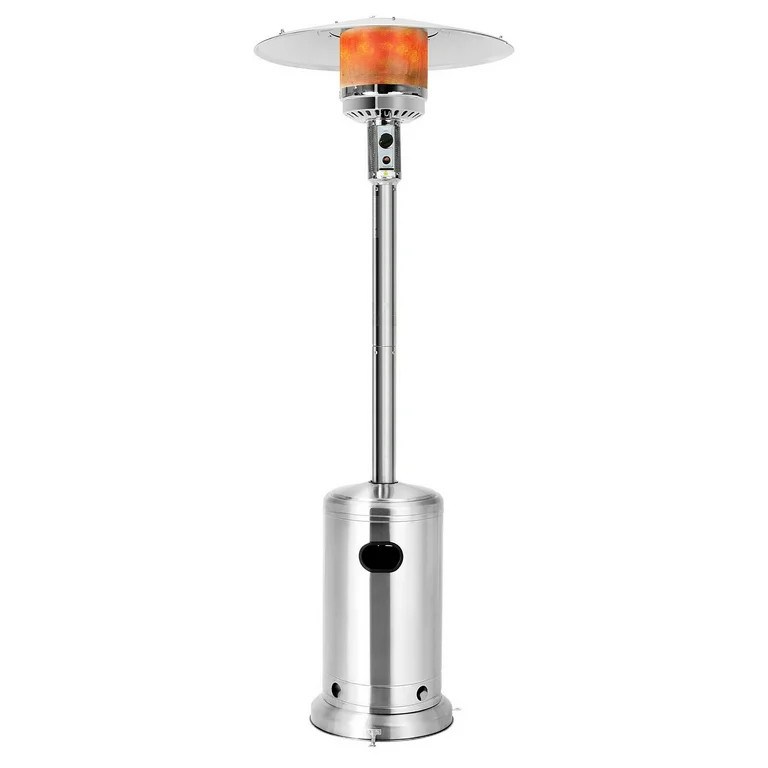 Costway 48000 BTU Stainless Steel Propane Patio Standing LP Gas Heater W/ Wheels - Walmart.com | Walmart (US)