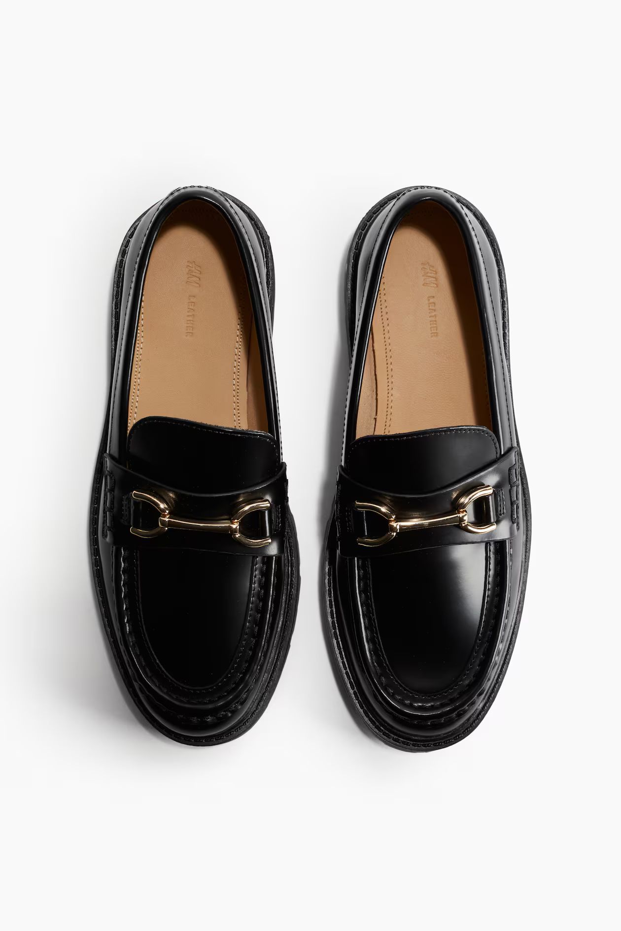 Chunky leather loafers - Low heel - Black - Ladies | H&M GB | H&M (UK, MY, IN, SG, PH, TW, HK)