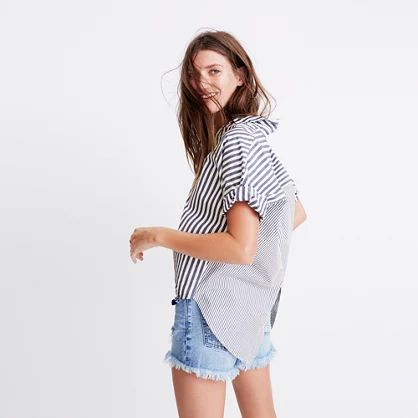 Courier Button-Back Shirt in Stripe Mix | Madewell