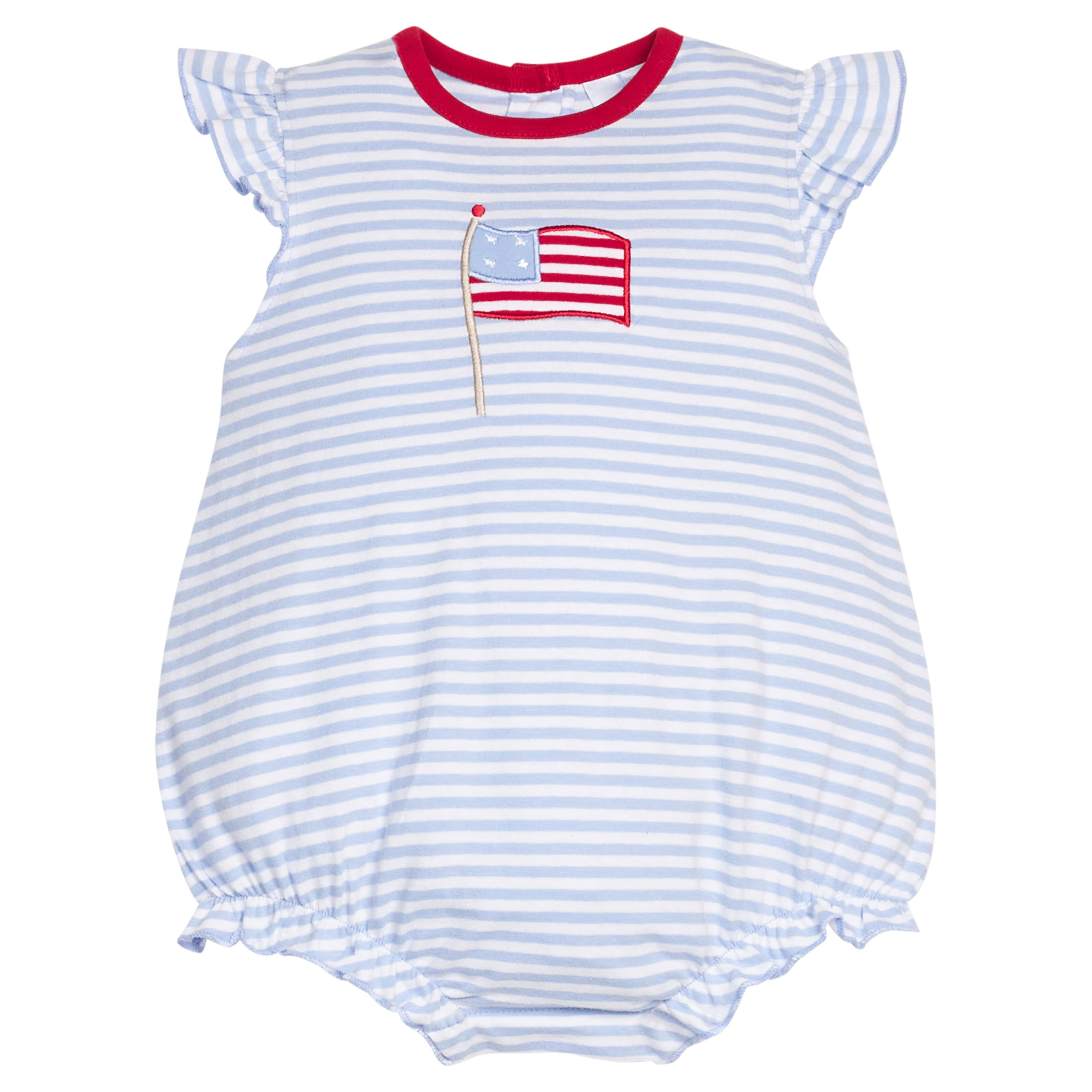 Flag Applique Tilly Bubble - Knit 4th of July Baby Girl Outfit | Little English