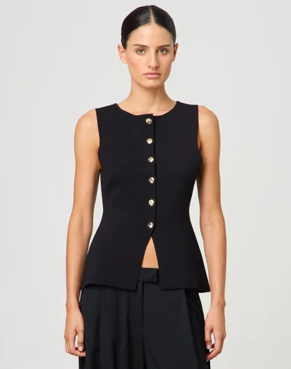 Fitted Button Up Knit Vest | Glassons (Australia)