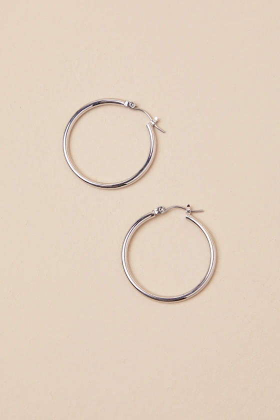 Addilyn Silver Hoop Earrings | Lulus