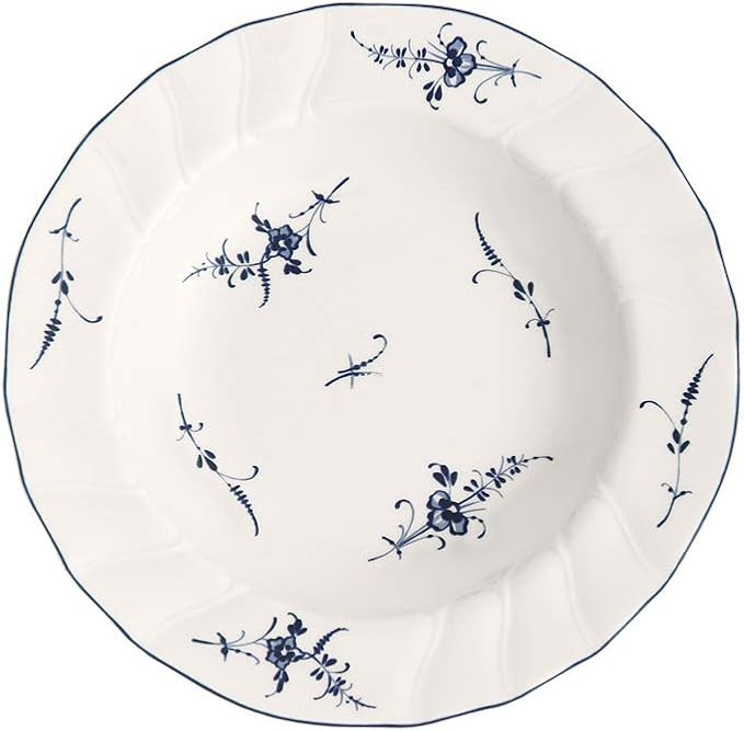 Villeroy & Boch Vieux Luxembourg Rim Soup, 9 in, White/Blue | Amazon (US)
