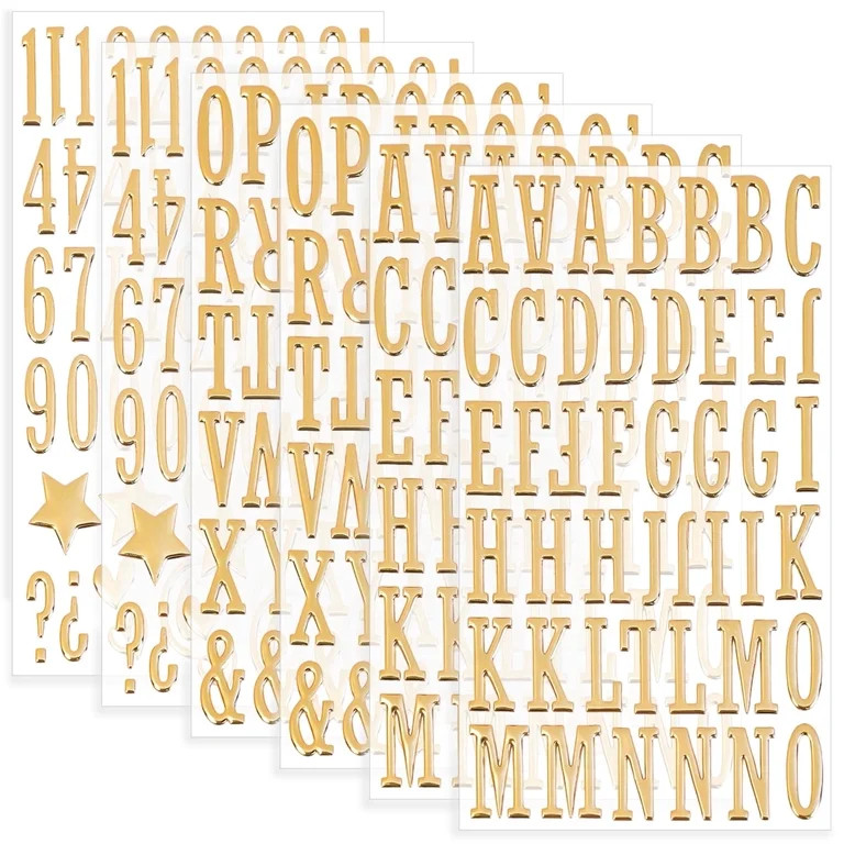 Neasyth 6 Sheets 3D Gold Letter Stickers, 1 Inch Foam Alphabet Number Decals, Puffy ABC Letters f... | Walmart (US)