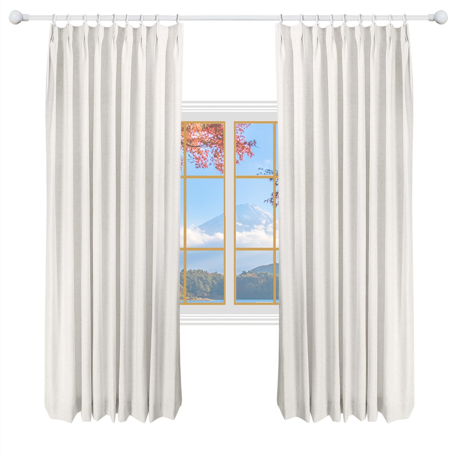 52 W x 106 L inch Pinch Pleat Darkening Drapes Faux Linen Curtains with Lining Drapery Panel for ... | Amazon (US)
