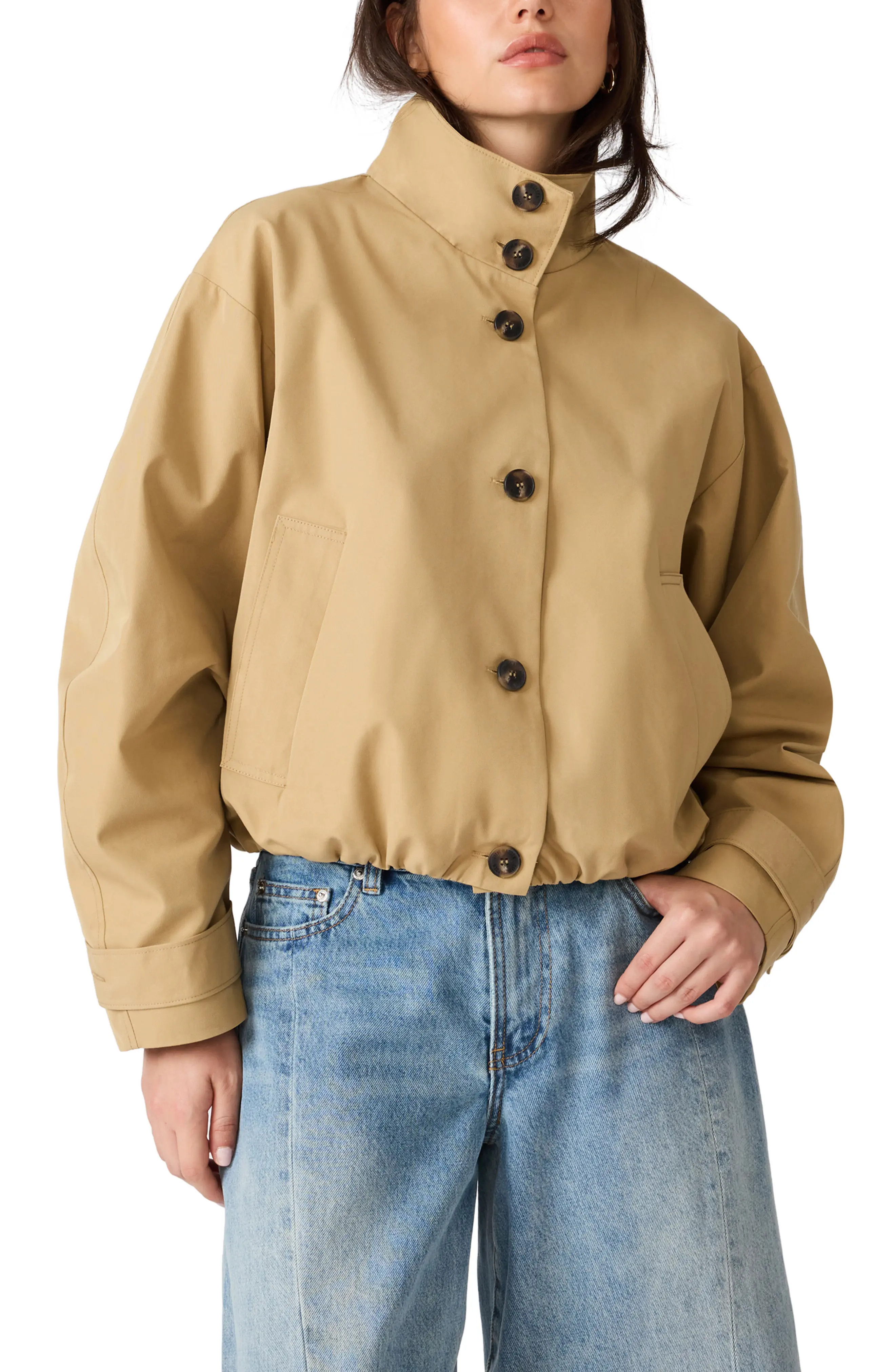 Steve Madden Fayden Stand Collar Jacket in Medium Khaki at Nordstrom, Size Large | Nordstrom