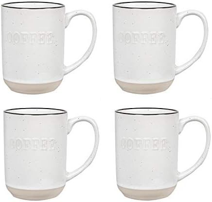 Sheffield Home Set of Stoneware Coffee Mugs- 4 Printed Coffee Cups, Tea Cups, Latte Mugs 15 oz (W... | Amazon (US)