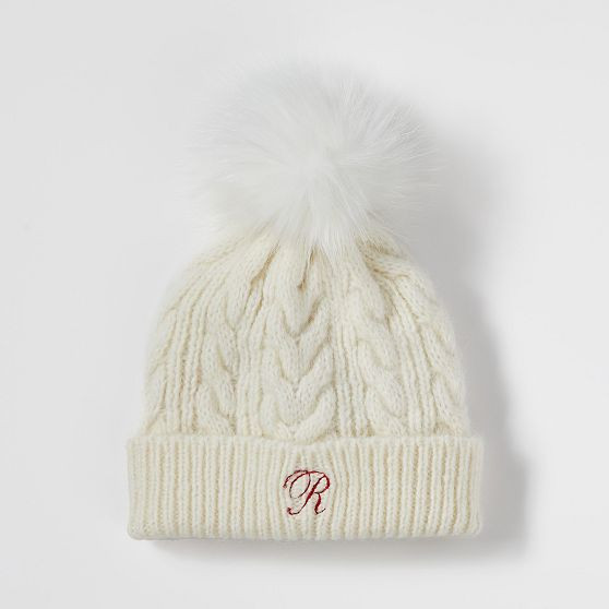 Chunky Cable Knit Hat, Ivory | Mark and Graham