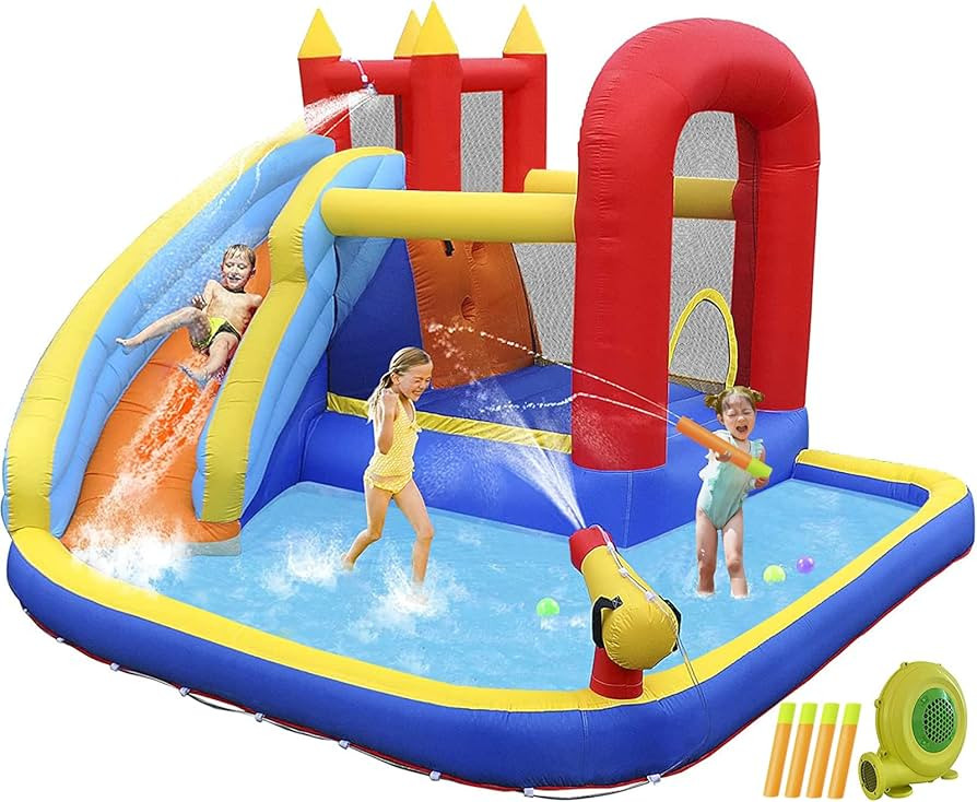 JOYLDIAS Inflatable Water Slide Bounce House,Slide Bouncer Castle Playhouse w/Splash Pool,Jump Ar... | Amazon (US)