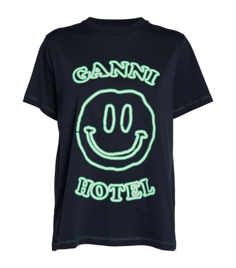 GANNI Smiley Face Graphic T-Shirt | Harrods