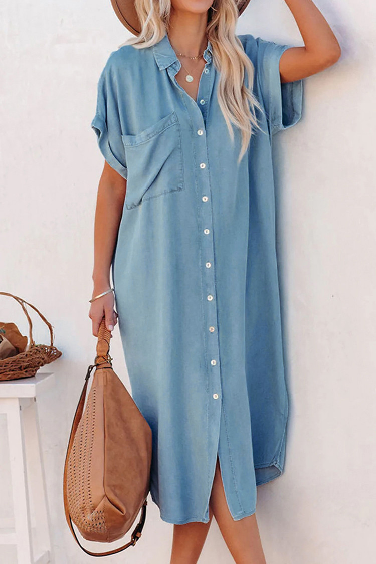 Ashtyn Shirt Collar Bell Sleeve Button Dress | Cupshe US