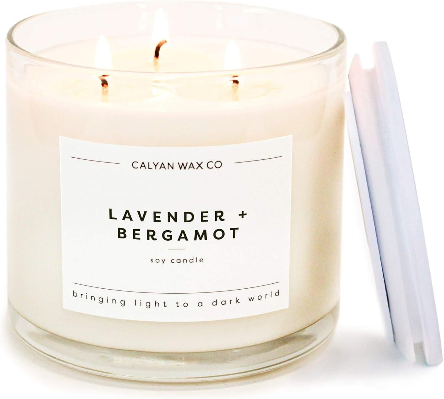 Calyan Wax Co. Lavender & Bergamot 3 Wick Scented Candle - 43 Hour Burn - Luxury 3 Wick Soy Candl... | Amazon (US)