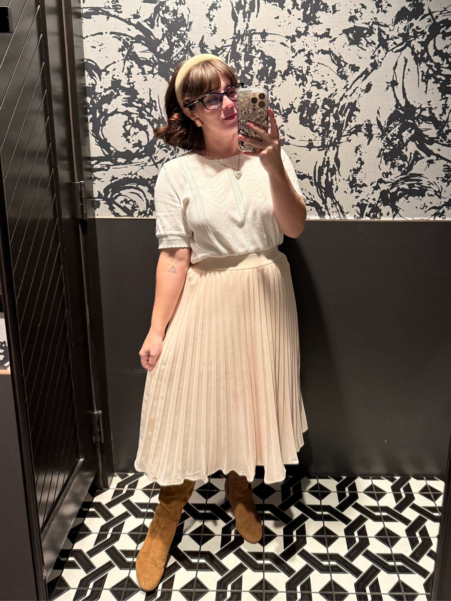 A little Saturday date night outfit. You can wear the tall boots under the long skirt, even as a petite. #ltkpetite 

#LTKStyleTip #LTKSeasonal