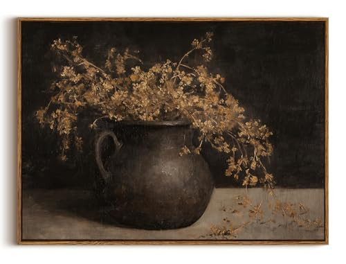 KISSFOX Vintage Framed Wall Art Decor Rustic Botanical Pictures Wall Decor Fall Dark Floral Canvas Art Prints Moody Still Life Paintings Artwork For Bedroom Living Room Kitchen | Amazon (US)