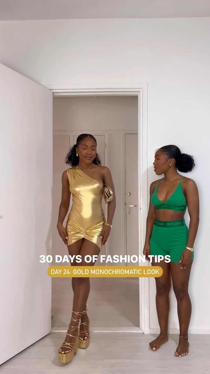 30 days of fashion, day 24: gold monochromatic look.

gold outfit. gold accessories. gold heels. shiny outfit. metallic outfit. beyonce renaissance tour outfit. concert outfit. night out outfit. club outfit. dramatic outfit. gold chunky earrings. gold drop earrings. bottega veneta earrings dupe. shein accessories. gold high heels. strappy heels. high heels. 

#LTKFind #LTKstyletip #LTKshoecrush