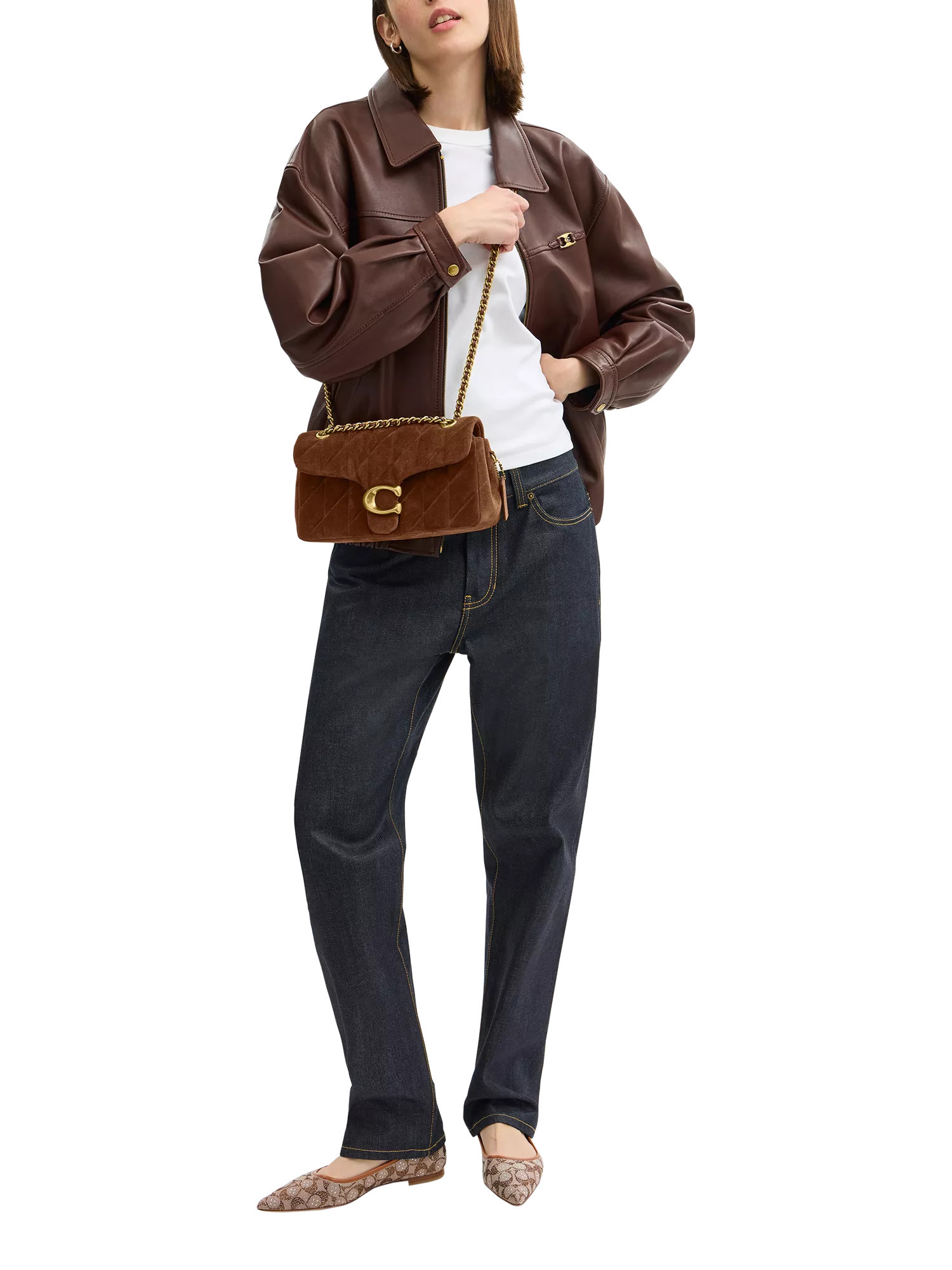 Coach Tabby 26 Quilted Suede Shoulder Bag, Brown | John Lewis (UK)