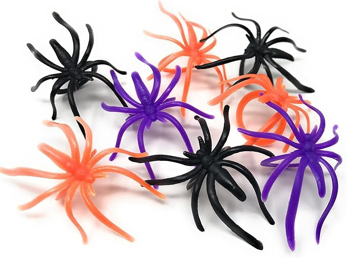 288 Bulk Halloween Spider Ring Assortment - Orange, Purple, Black, and Glow-in-the-Dark Creepy Cr... | Amazon (US)