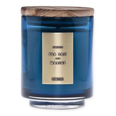 DW Home Sea Salt and Marine Wood-Accent 10 oz. Jar Candle in Blue | Bed Bath & Beyond