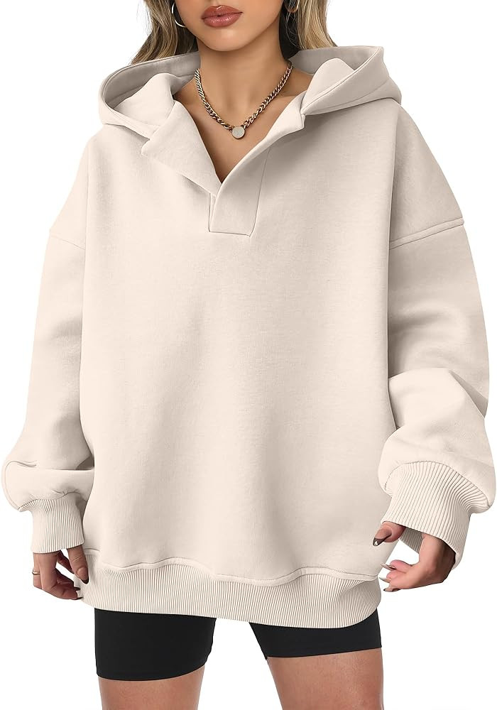 ANRABESS Womens Oversized Hoodies V Neck Sweatshirts Long Sleeve Pullover Casual Fall Teen Girls ... | Amazon (US)