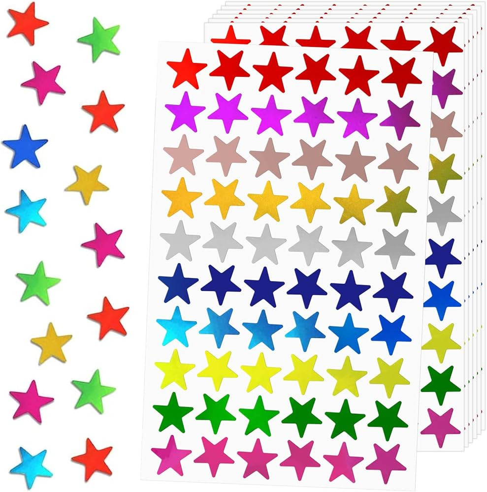 Yidelly 1200 Pack Foil Metallic Star Stickers, 10 Sparkling Colors Small Star Stickers for Kids R... | Amazon (US)