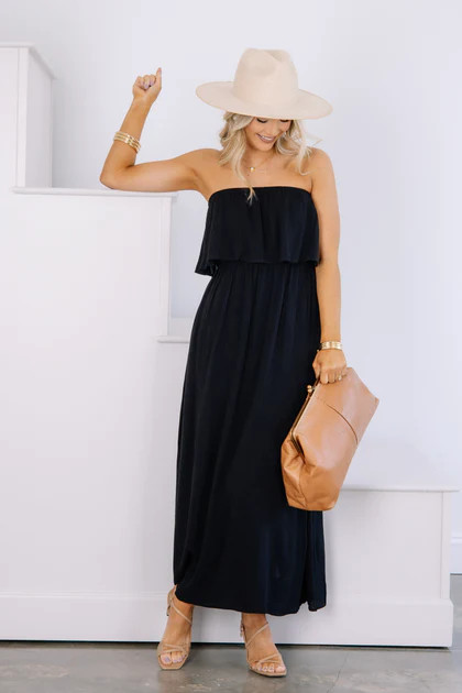 Great Days Ahead Black Strapless Maxi Dress | The Willow Tree
