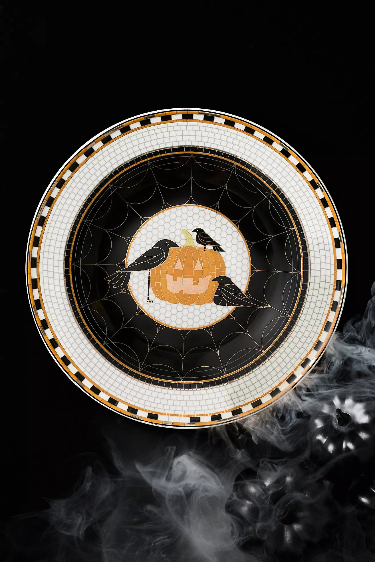 Bistro Tile Stoneware 24k Gold Accent Halloween Dessert Plate | Anthropologie (US)