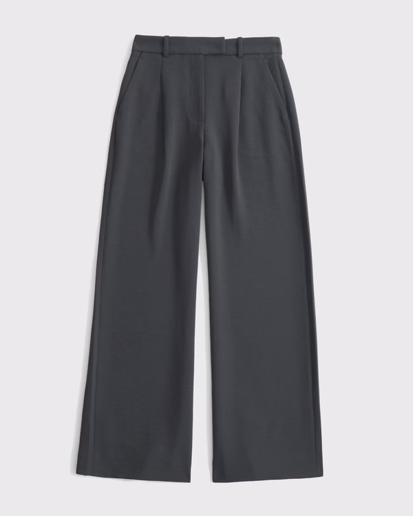 Women's A&F Harper Tailored Premium Crepe Ultra-Wide Leg Pant | Women's Bottoms | Abercrombie.com | Abercrombie & Fitch (US)
