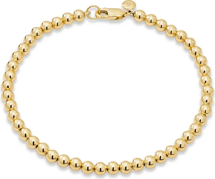 4mm Beaded Ball Chain Bracelet in Gold Plated Sterling Silver | Nordstrom