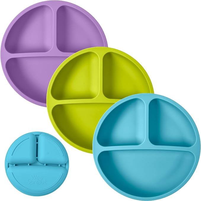 WeeSprout Silicone Plates for Babies & Toddlers (3 Pack) 100% Food-Grade Dishes for Self Feeding,... | Amazon (US)