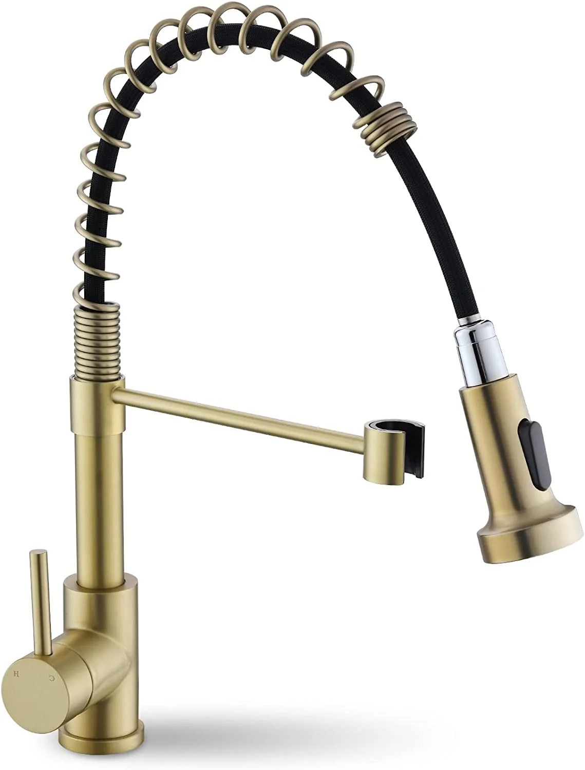 CES Brushed Gold Kitchen Sink Faucet, Kitchen Faucets with Pull Down Sprayer Single Handle Single... | Walmart (US)