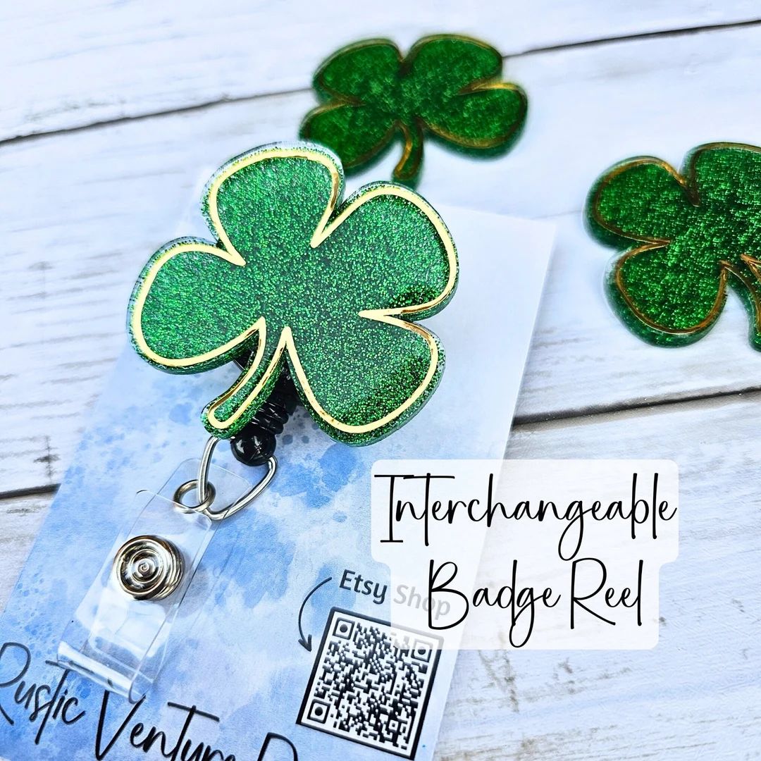 Four Leaf Clover Badge Reel, Lucky Badge Reel, St Patty's Day | Etsy (US)