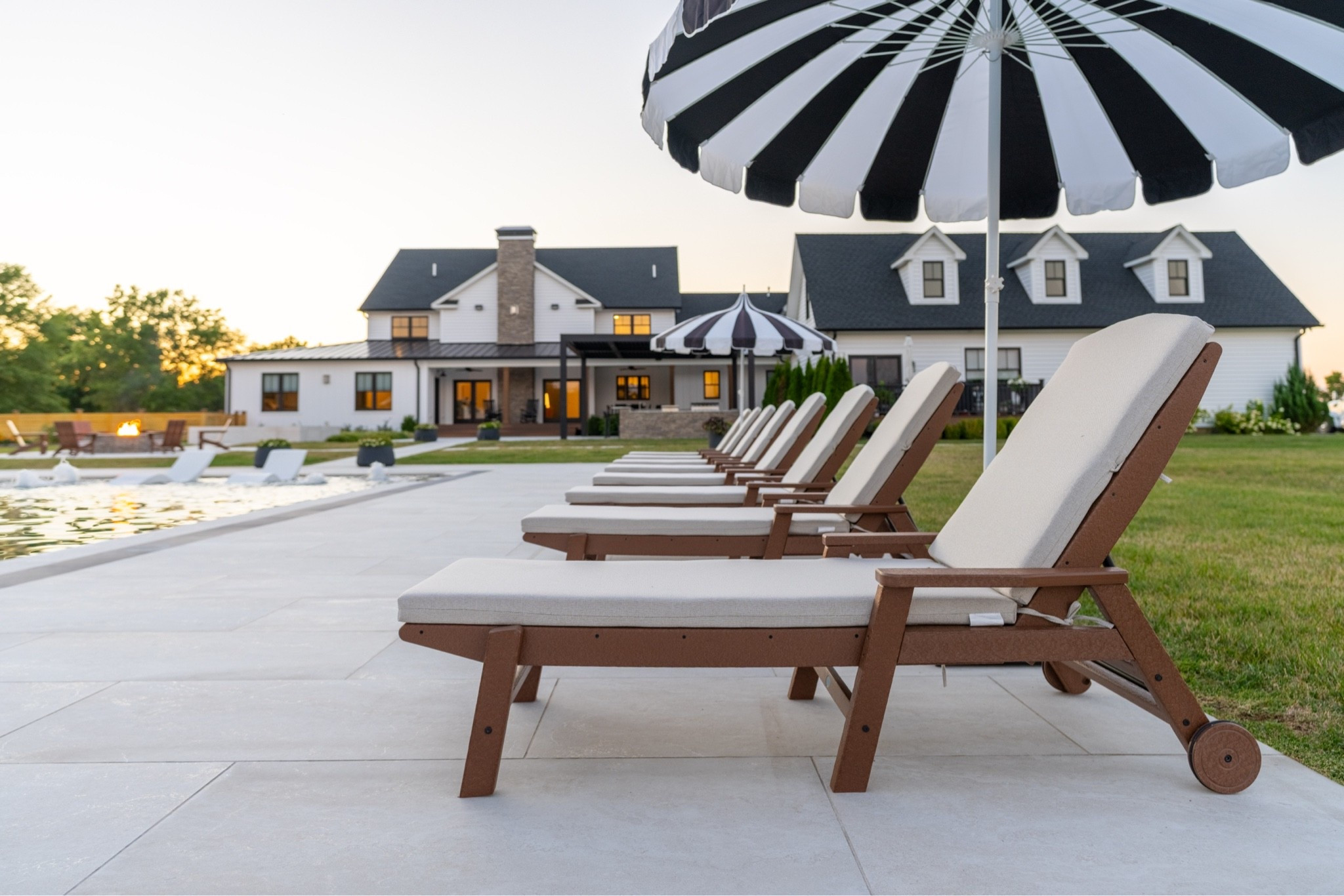 Poolside chaise loungers! Fade resistant, 20 year warranty, all weather material and gorgeous color options! 

Color show here: Teak with Dune Burlap cushion.

#LTKSeasonal #LTKHome #LTKSaleAlert