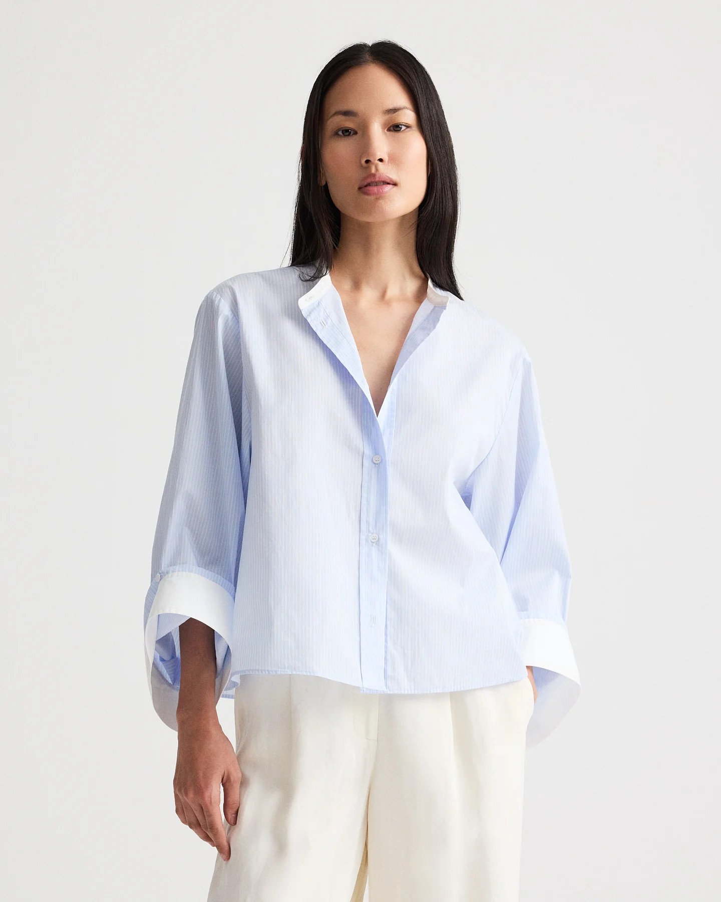 The Beau Shirt in Stripe Twill Shirting | TWP