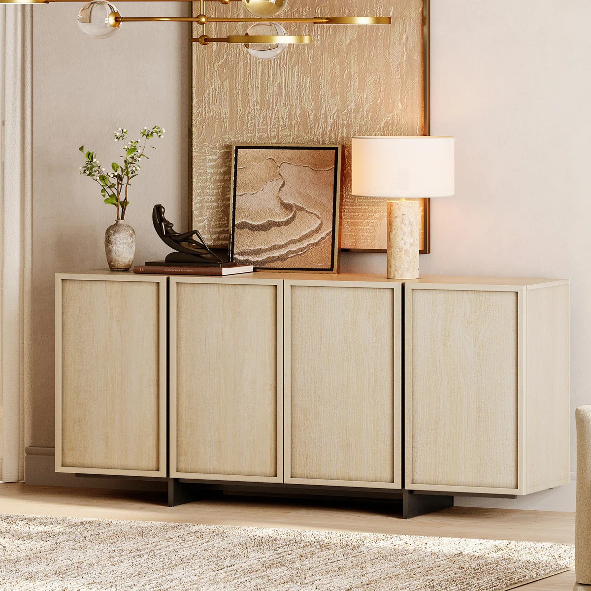 Maisonet Modern TV Stand For Tvs Up To 75", Wooden Entertainment Centre TV Console With 4 Door Cl... | Wayfair North America
