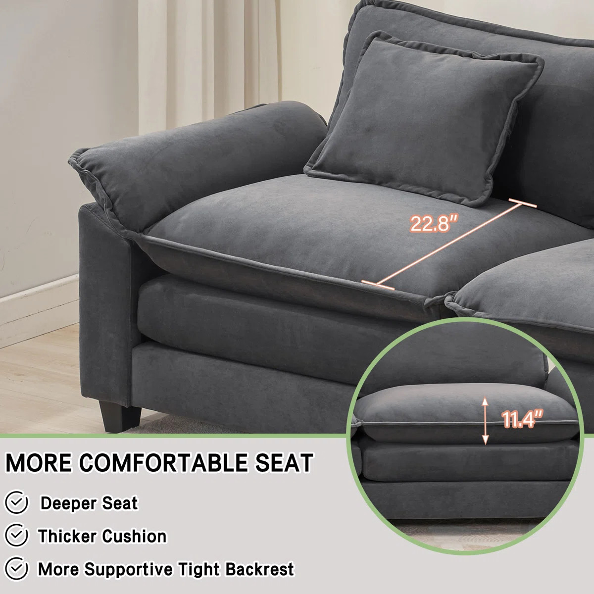 120" Sectional Sofa Comfy Cloud Couch for Living Room Modern Sofa Sleeper Deep Couches with Ottom... | Wayfair North America