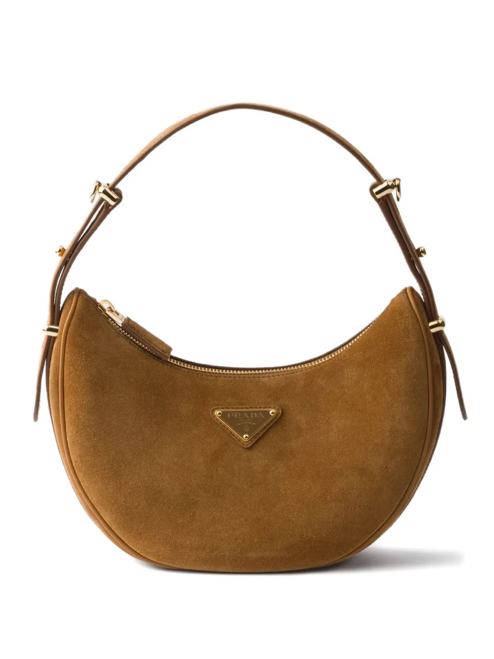 Prada Arqué suede shoulder bag - Brown | Farfetch Global