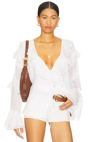 Show Me Your Mumu Joss Ruffle Top in White Voile from Revolve.com | Revolve Clothing (Global)
