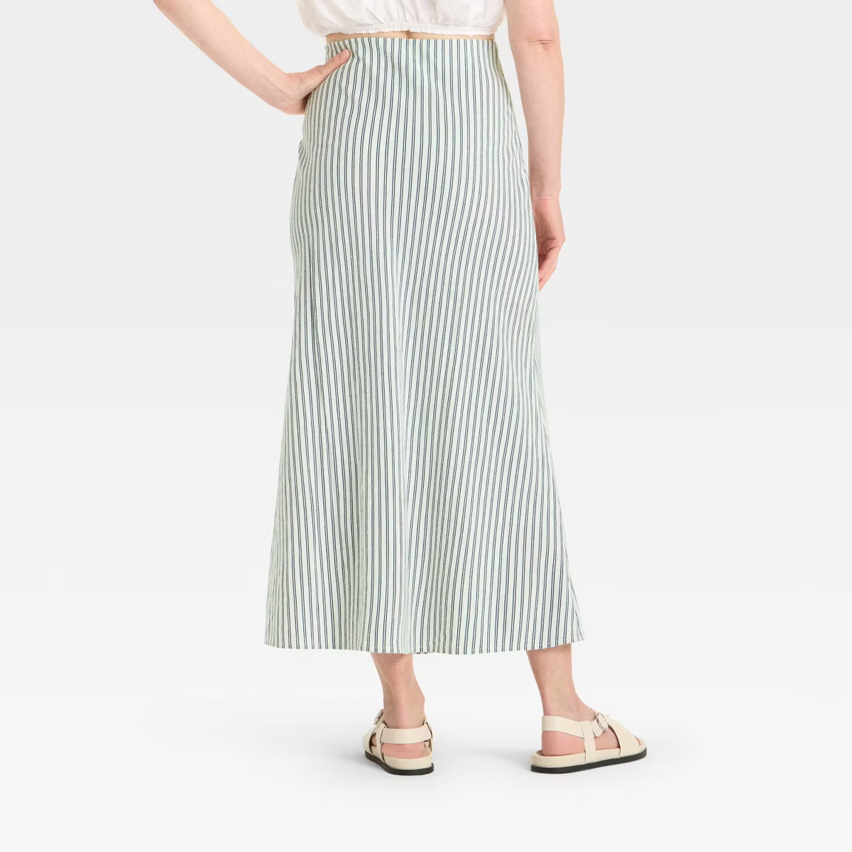 Women's Linen Blend Maxi Skirt - A New Day™ Navy Striped XS | Target