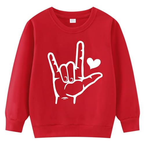 Geoyune Kids Valentines Day Sweatshirt Toddler Boys Girls I Love You Hand Sign Love Heart Shirt Tops Outfit 2T | Amazon (US)