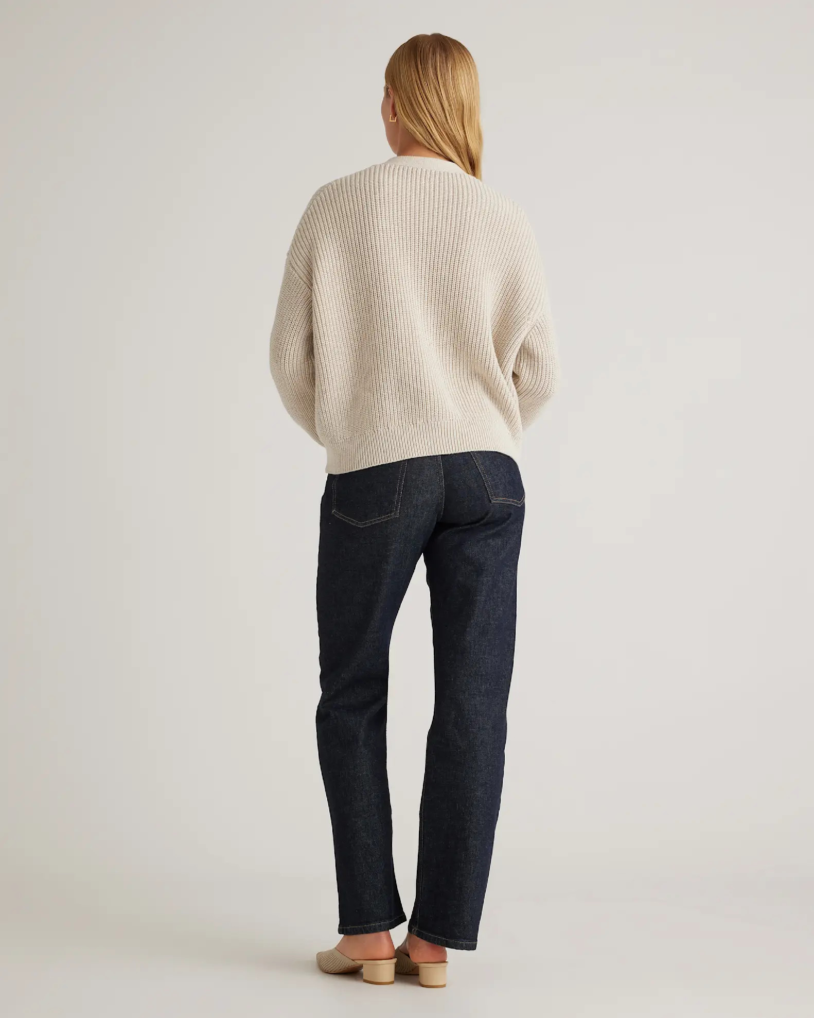 100% Organic Cotton Fisherman Boxy Cropped Cardigan | Quince